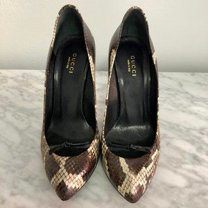 Gucci Snakeskin Bow Detail Pumps
